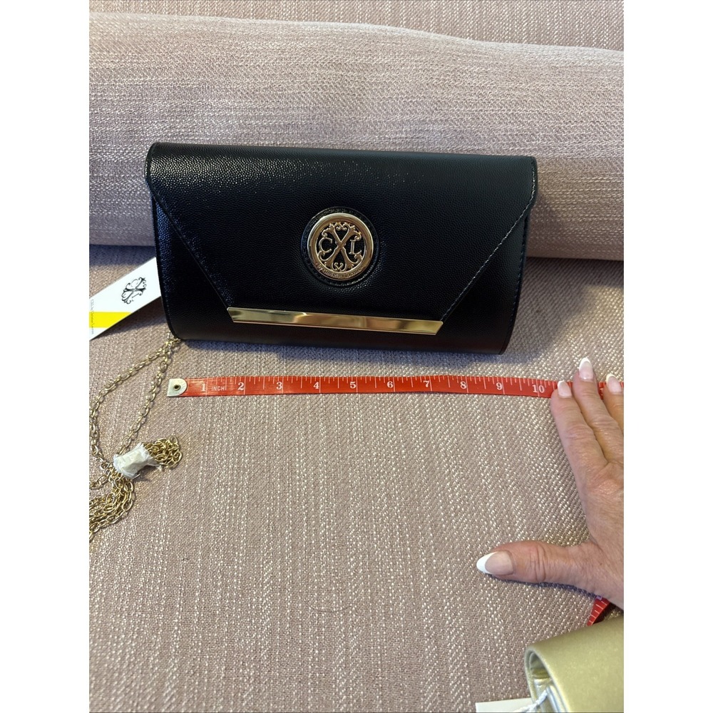NEW CXL by Christian Lacroix Women's Glam Caviar Clutch w/Detachable Chain